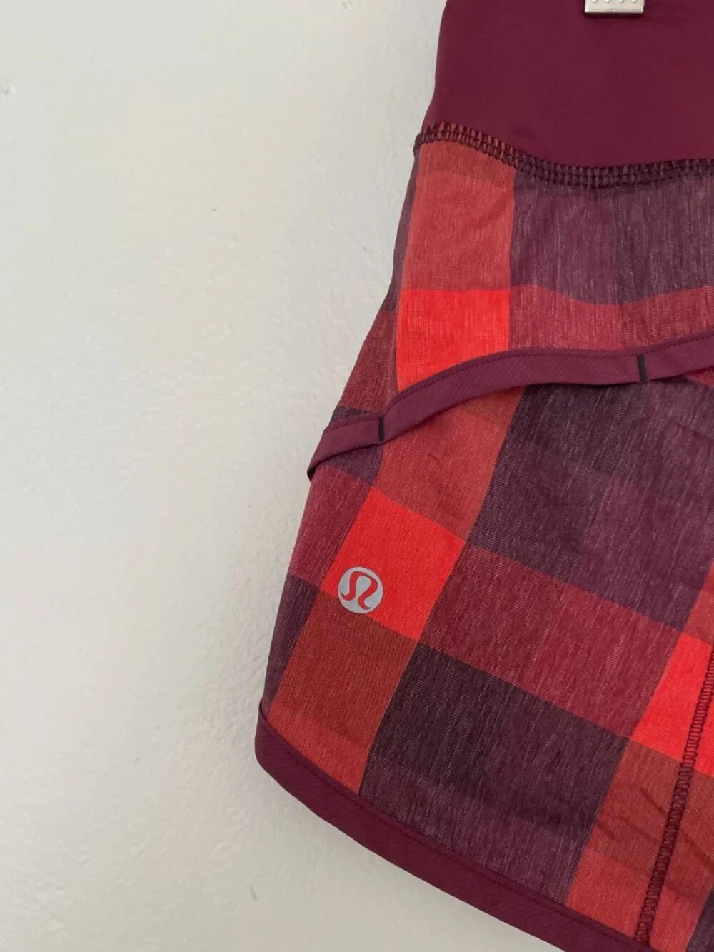 Lululemon Run Speed Short Yama Check Heathered Flaming Tomato/Rust Berry Size 6